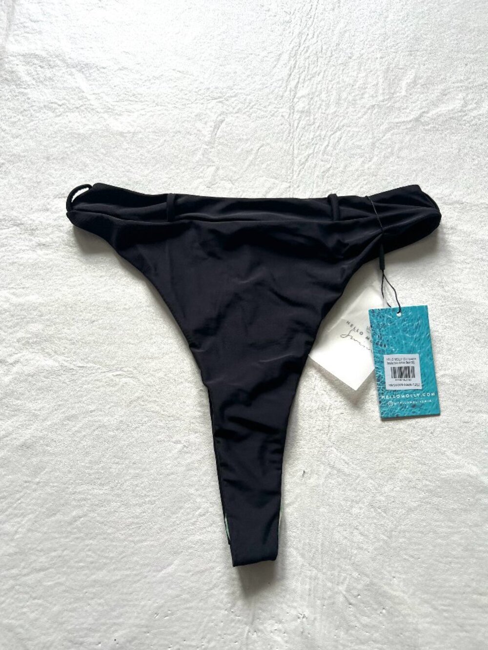 Hello Molly Bikini Bottom Black Large Champagne Socialist Swim high cut thong